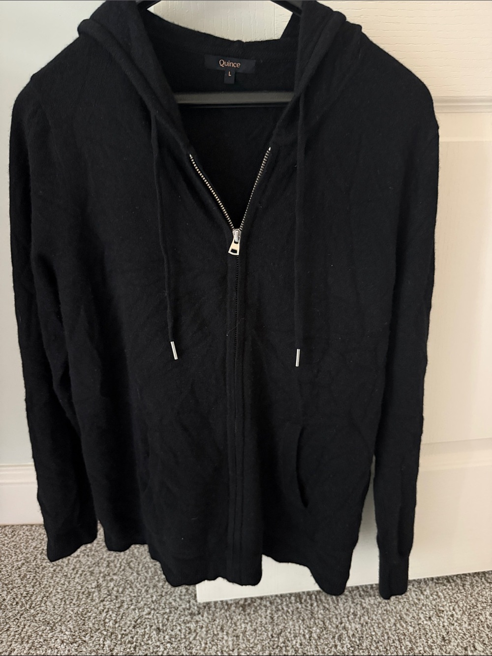 Quince Women’s Black Zip-Up Hoodie Sweater